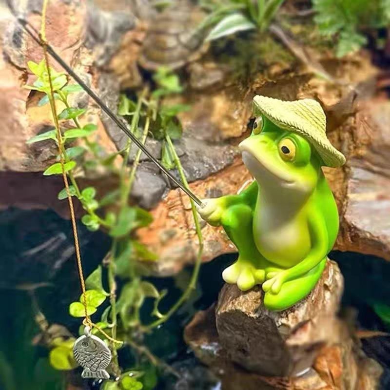 Cartoon Resin Frog Figurine Cr - Aquarium Fish Guppy ulasan dan harga