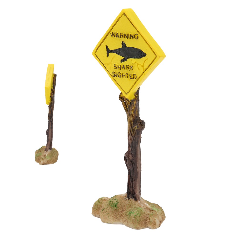 Resin Shark Warning Board Orna - Aquarium Fish Yellow ulasan dan harga