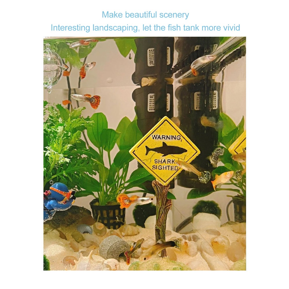 Resin Shark Warning Board Orna - Aquarium Fish Yellow ulasan dan harga
