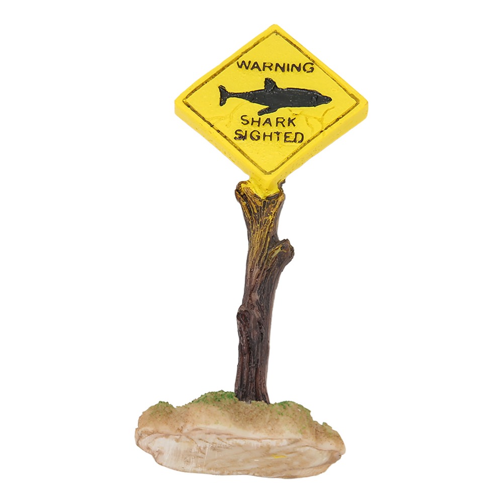Resin Shark Warning Board Orna - Aquarium Fish Yellow ulasan dan harga