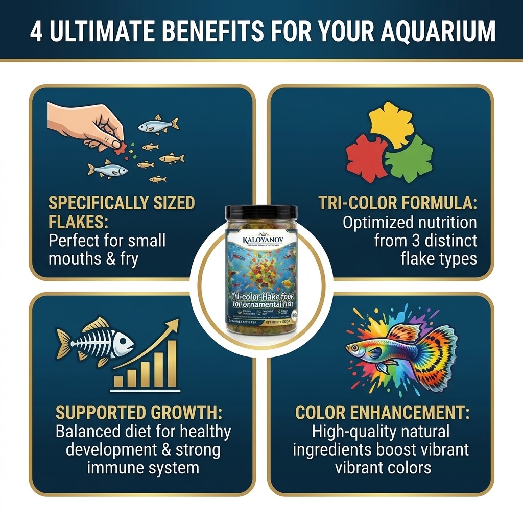 Tri-Color Aquarium Fish Food F - Aquarium Fish Holiday Food ulasan dan harga